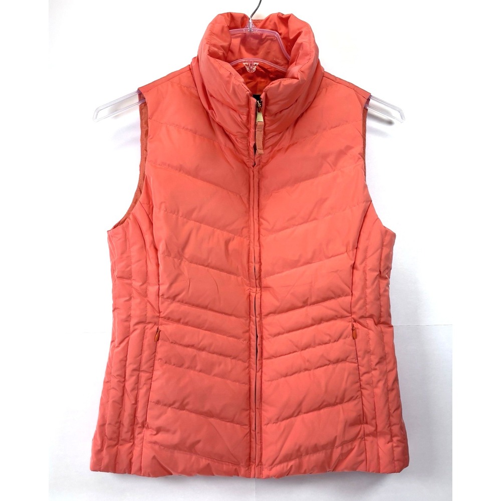 Talbots Puffer Vest Quilted 80% Down Filled Full Zip Dusty Peach Size Small EUC